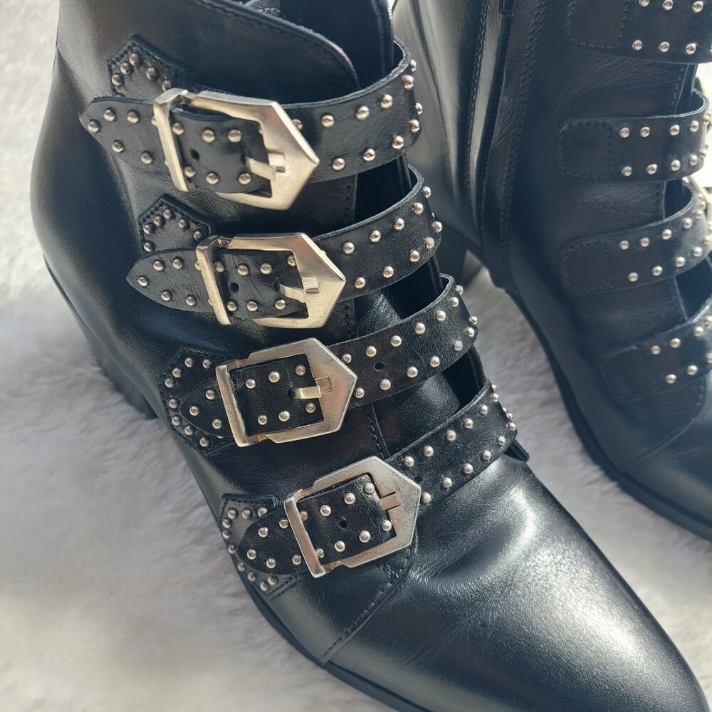 Pertini leather booties with buckles - Picture 5 of 8